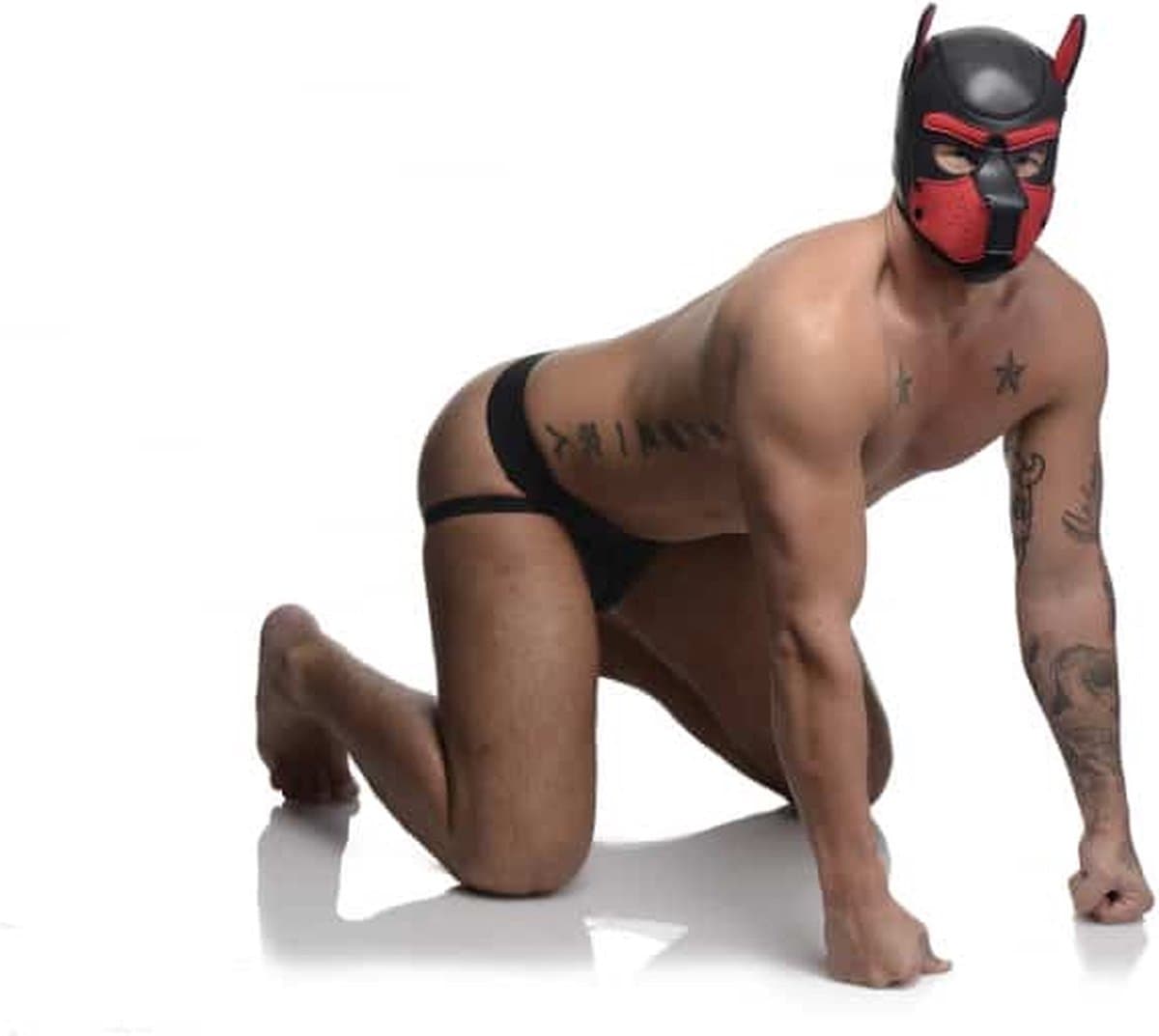 Neoprene Puppy Hood - Black and Red — afbeelding 1