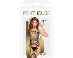 Penthouse Lingerie Fatal Look - Erotische Catsuit met Jarratels - Maat XL - Zwart