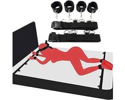 Sex Toys voor Koppels - 6 Delen Set - SM Pakket - Bondage - Vastbinden - Kit - Startset - Handboeien - Zwart BDSM
