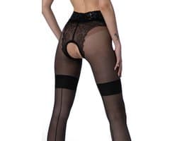 Panty open kruis - 30 Denier - Zwart - Naadpanty - Maat: S/M - Model: Diva - Merk: Amour
