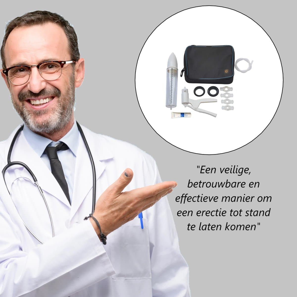 Vacurex Erectie Handpomp – Penis Pomp met Cilinder 20 cm – Met Drukringen & Glijmiddel — afbeelding 1