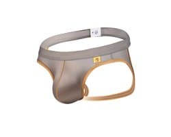 Sexy Ice Silky Jockstrap - Grijs met Gouden Details - Zijdezacht & Verleidelijk - Maat XL | LS108