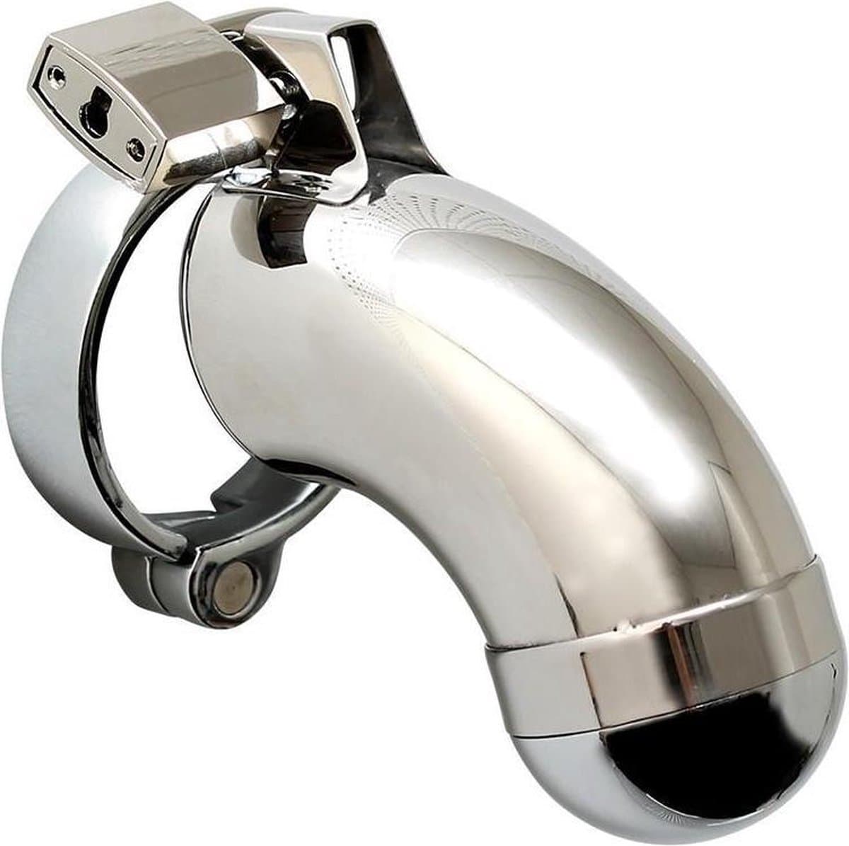 Rimba Bondage Play - Kuisheidskooi - Metalen Peniskooi Met Hangslot - Gesloten model - One Size - Zilver — afbeelding 1