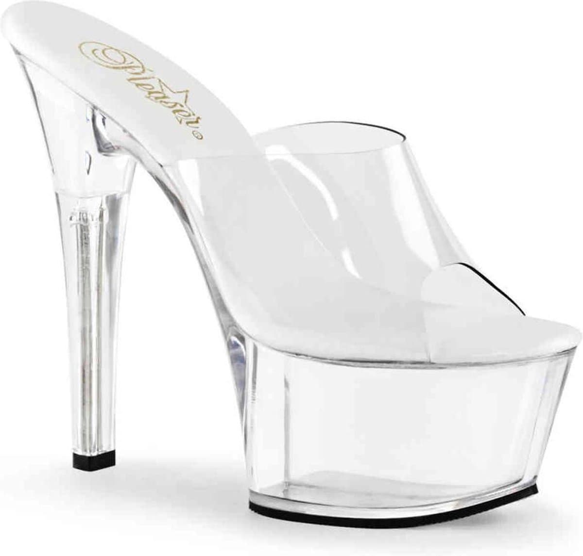 Pleaser - ASPIRE-601 Muiltjes - Paaldans schoenen - 35 Shoes - Transparant/Wit — afbeelding 1