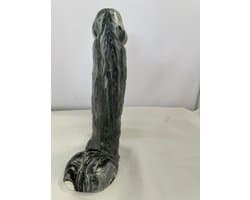 Handbeschilderde Piemelkunst van Keramiek Gips – Uniek Kunstobject – 18,5 cm – Cadeau & Decoratie - zwart/wit