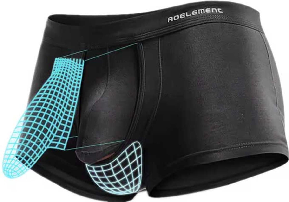 Ademende anti-zweet boxershort - Heren ondergoed plus size - Opening tussen penis en balzak - Hygiënisch - Zwart — afbeelding 1