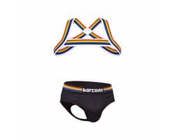 Barcode Berlin Multipack Backless Brief Pride Black + Pride Harness - MAAT XL - Erotisch Heren Ondergoed - Slip voor Man - Sexy mannen Slip