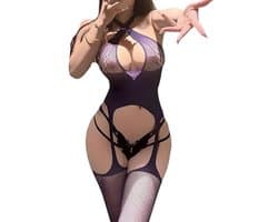 Paars opengewerkt bodysuit voor dames - Elastisch en comfortabel lingeriepak