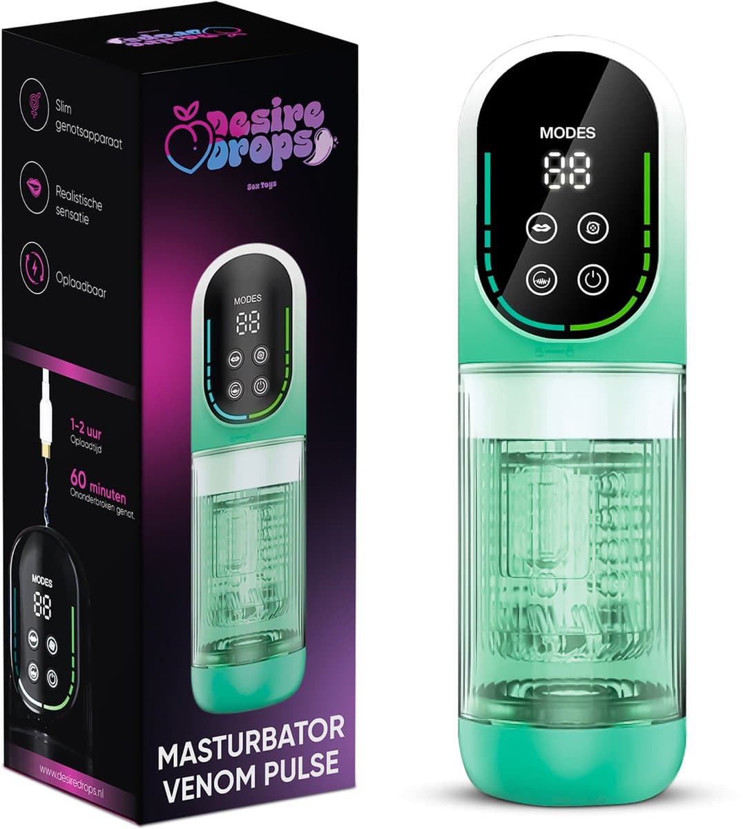 Desiredrops® Venom Pulse - masturbator voor mannen electrisch – Automatische Masturbator voor Mannen – Blowjob Simulator – verschillende intensiteiten – Luxe Sex Toy - masturbator voor man – masturbator voor mannen blowjob - Discreet — afbeelding 1