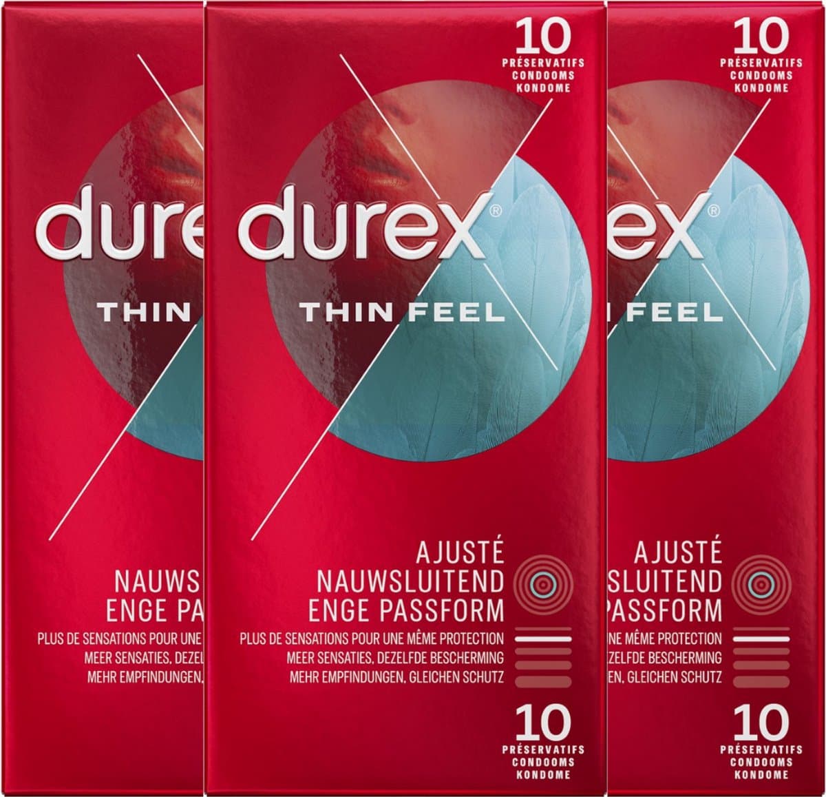 Durex Condooms Thin Feel Close Fit 10st - 3 Stuks - Voordeelverpakking — afbeelding 1