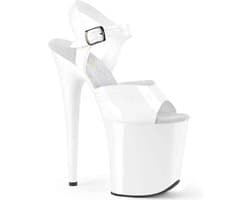 Pleaser - FLAMINGO-808N Sandaal met enkelband, Paaldans schoenen - Paaldans schoenen - 36 Shoes - Wit