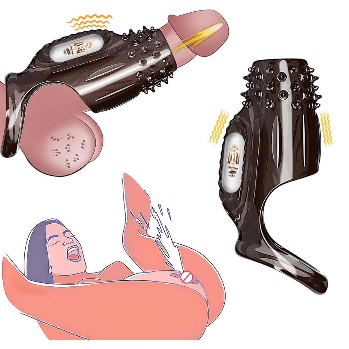 Vibrerende Penishoes & Cockring – Herbruikbare, Zachte Penishoes & Duo-vibrator – Voor Uitstel van Ejaculatie & Een Krachtigere Erectie – Siliconen Penispomp-opzetstukken voor Vergroting & Omtrek – Seksspeeltjes voor Volwassenen, Koppels & Mannen — afbeelding 1