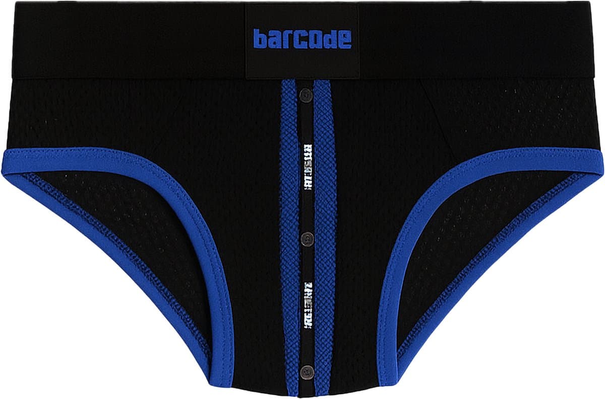 Barcode Berlin Mesh Brief Sicile Black-Blue - MAAT L - Erotisch Heren Ondergoed - Slip voor Man - Sexy mannen Slip — afbeelding 1
