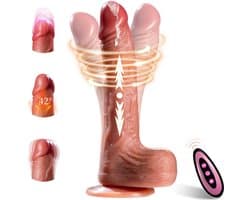 360° Realistische Vibrerende Dildo met Verwarming & Zuignap – Stotende Dildo met Afstandsbediening – Sex Toy voor Vrouwen – Waterdicht & Oplaadbaar – stoten en draaiende dildo - Voor Vrouwen - stellen - mannen