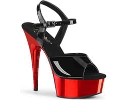Pleaser - DELIGHT-609 Sandaal met enkelband - US 13 - 44 Shoes - Zwart/Rood