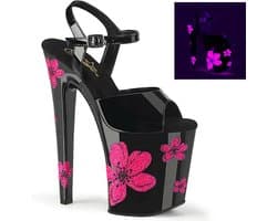 Pleaser - XTREME-809HB Sandaal met enkelband, Paaldans schoenen - US 11 - 41 Shoes - Zwart/Roze