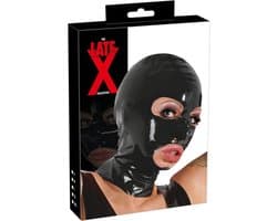 Late X – Latex Hoofdmasker Glanzend met Openingen en Anatomische Pasvorm - Zwart