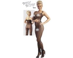 Mandy Mystery Lingerie – Catsuit met Veter Ontwerp Licht transparant en Open Kruis – Maat L/XL - Zwart