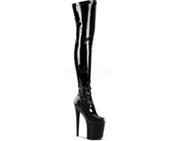 Pleaser - FLAMINGO-3000 Plateau Overknee Laarzen - Paaldans schoenen - 38 Shoes - Zwart