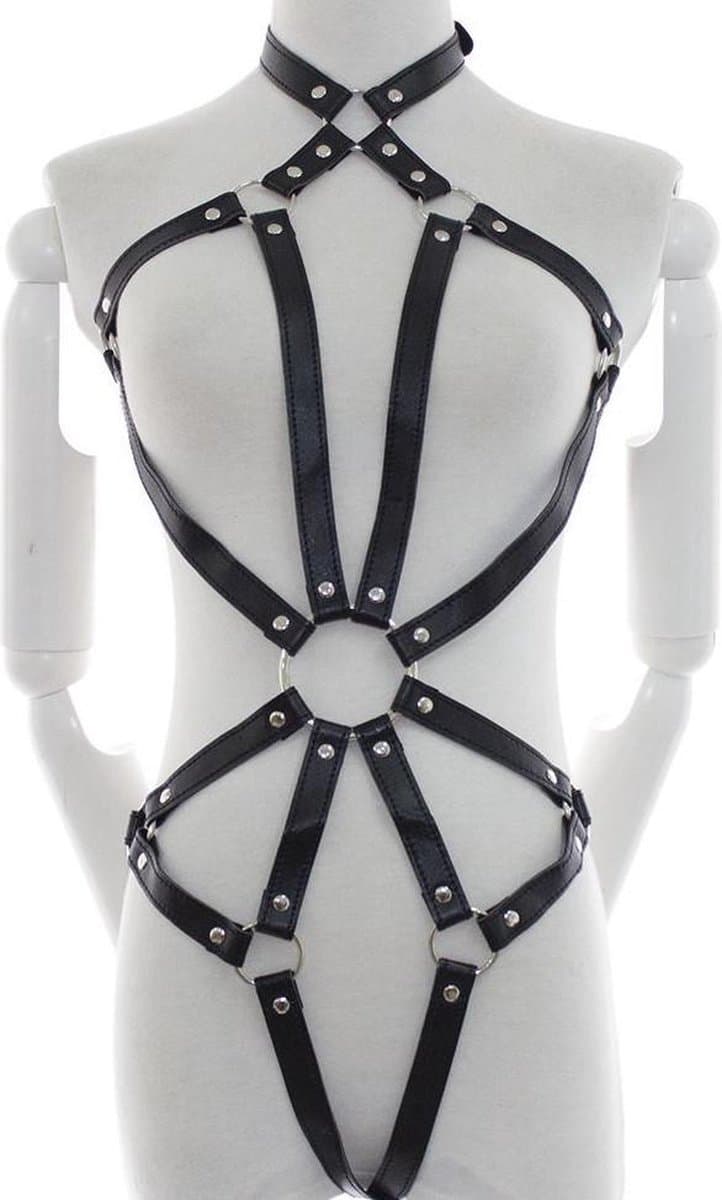 Banoch | Bondage riemen body Harness black/3 - zwart pu leer harnas vrouw - bdsm — afbeelding 1