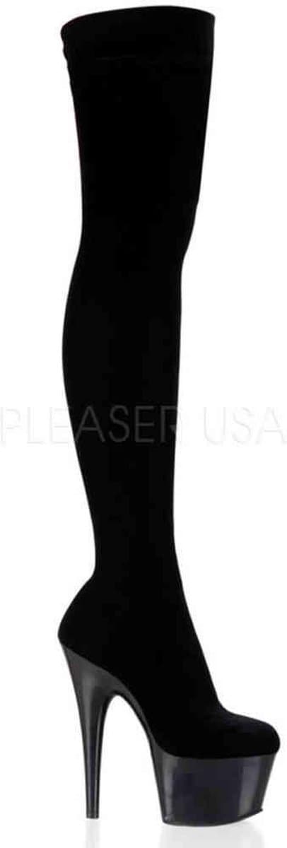 Pleaser - ADORE-3002 Plateau Overknee Laarzen - Paaldans schoenen - 40 Shoes - Zwart — afbeelding 1