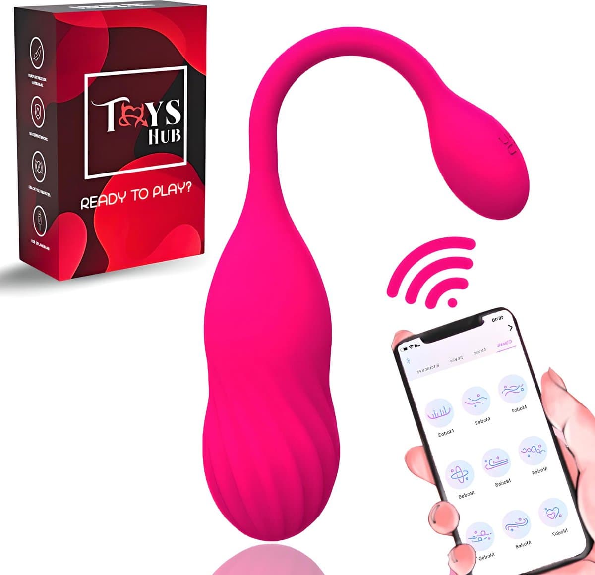 Toys Hub® Vibrator Deluxe met App Control - Incl. EBOOK - Geschikt voor IOS & Android - Met Opbergzakje - Sex Toys voor Vrouwen - Vibrerend Ei - Vibrators voor Vrouwen & Koppels - Clitoris Stimulator — afbeelding 1