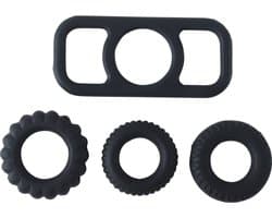 Banoch | Cockring set van zwart siliconen | 4 delig | penisring