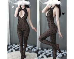 Sexy open Bodystocking, Erotische Body Panty, Sexy Catsuit met Open Kruisje.Ook voor Cadeau.