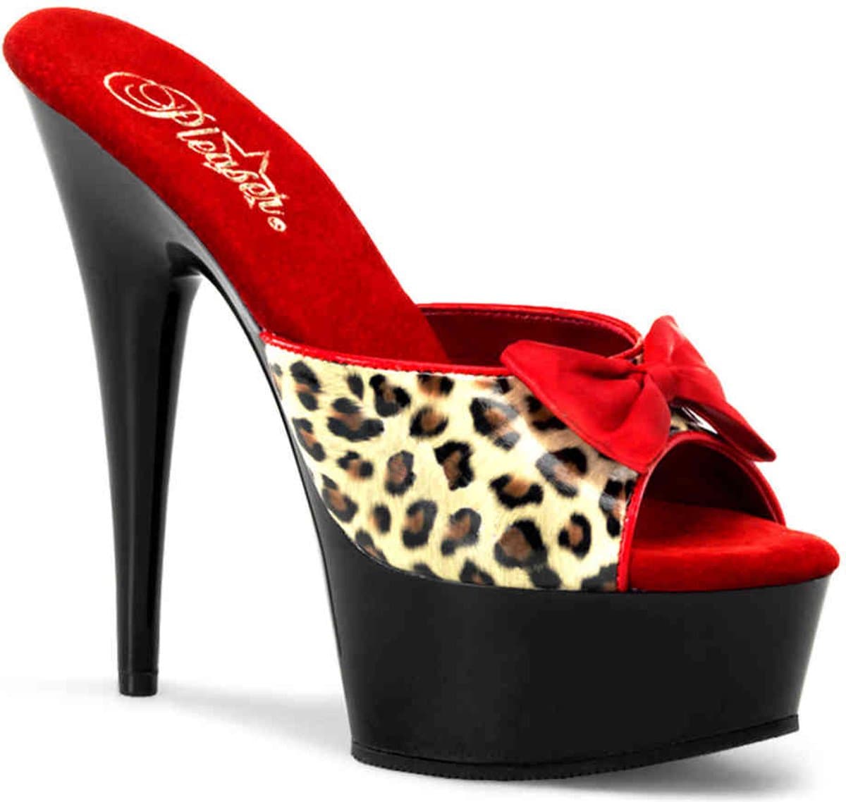 Pleaser - DELIGHT6016 Muiltjes - Paaldans schoenen - 42 Shoes - Rood/Bruin — afbeelding 1
