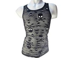 BamBella ® - Lingerie pak -Maat S/M - Hemd Skull- Heren- Maat Onesize Erotische jumpsuit Man Zwart