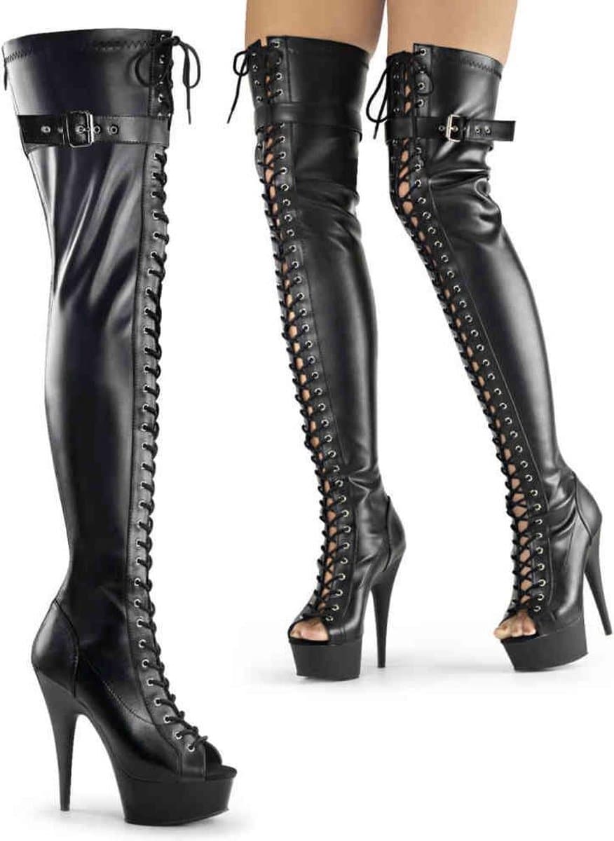 Pleaser Overknee Laarzen -41 Shoes- DELIGHT-3025 US 11 Zwart — afbeelding 1