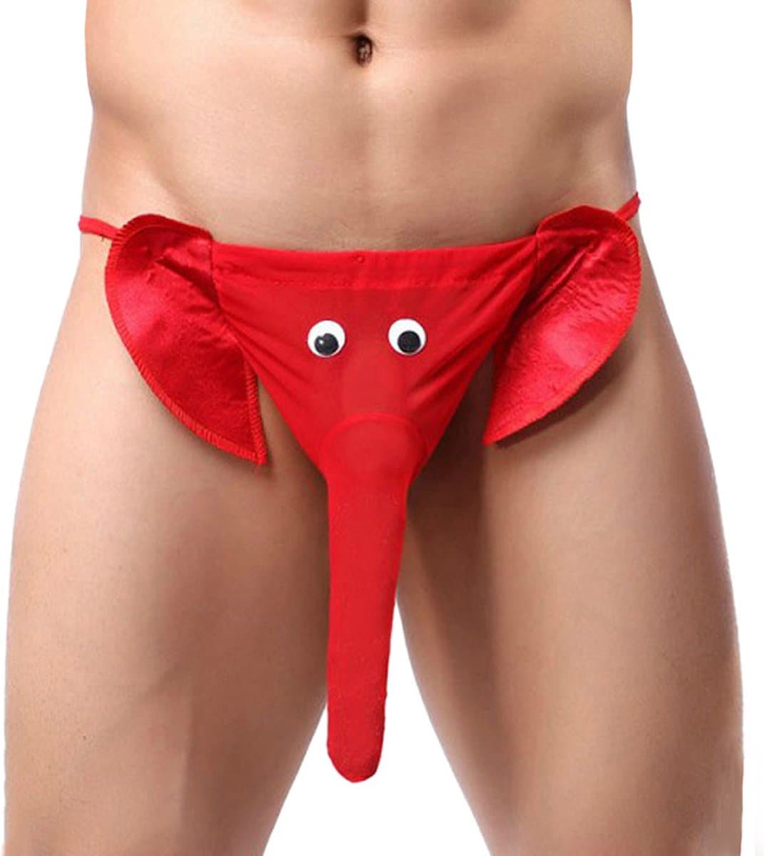 Olifant string met slurf voor mannen - rood - One size - Grappige Olifantenstring — afbeelding 1