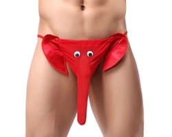 Olifant string met slurf voor mannen - rood - One size - Grappige Olifantenstring