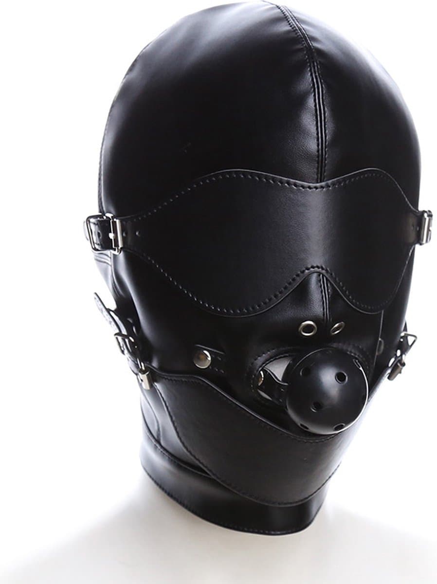 Smooth Leatherlook SM Fetish Gagball Masker Zwart - Spannend voor koppels - Masker - Sex speeltjes - Sex toys - SM toys - Erotiek - Bondage - Sexspelletjes voor mannen en vrouwen – Seksspeeltjes - SM masker - Fetish masker - Gagmask - Bondage masker — afbeelding 1