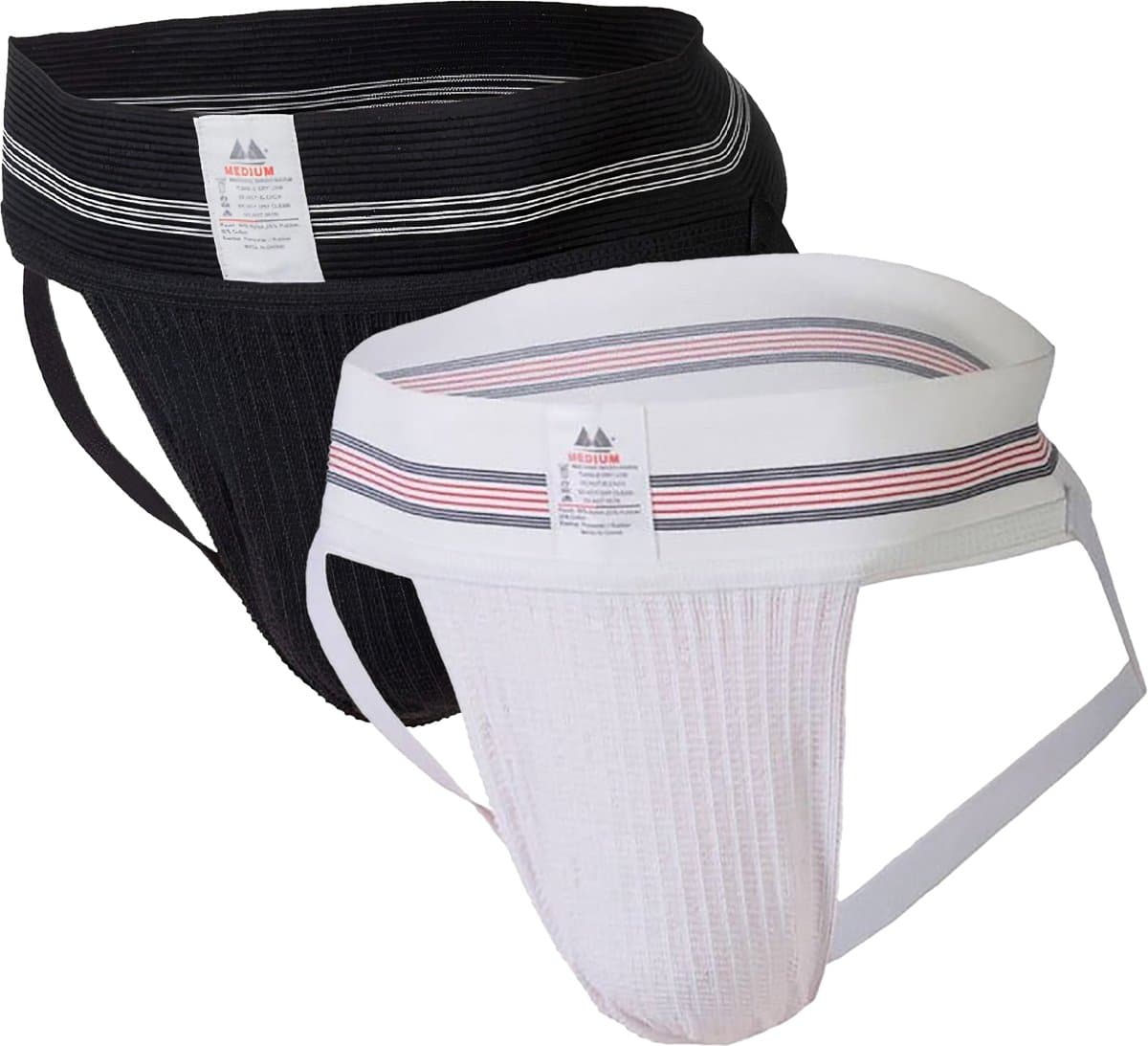 MM Sports The Original No. 10 Jockstrap 3 inch Multipack 1x Black + 1x White - MAAT M - Heren Ondergoed - Jockstrap voor Man - Mannen Jock — afbeelding 1