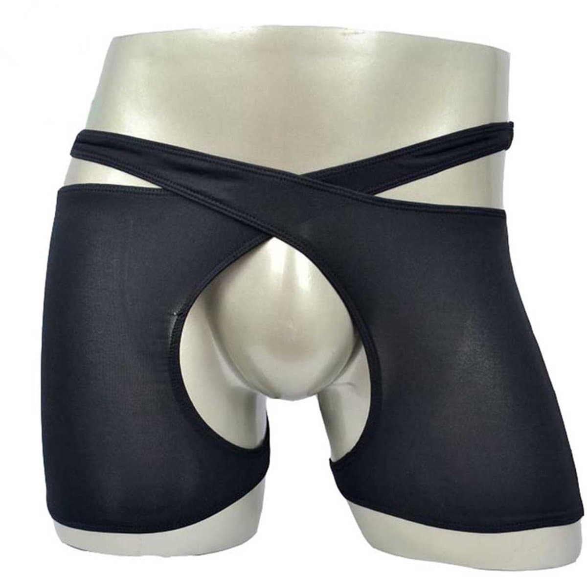Erotische Boxershort - 2 Delig - Zwart - Open kruis - Heren — afbeelding 1