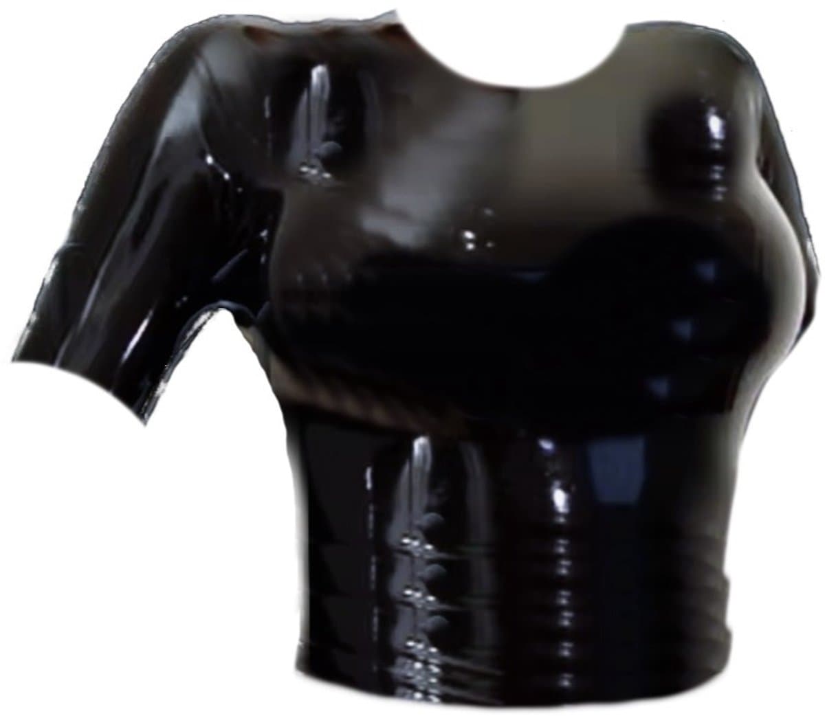 BNDGx® - 100 % Latex - Top Dames - Maat S - Rubber BDSM SM Rollenspel kleding Fetish wear korte mouwen zwart — afbeelding 1