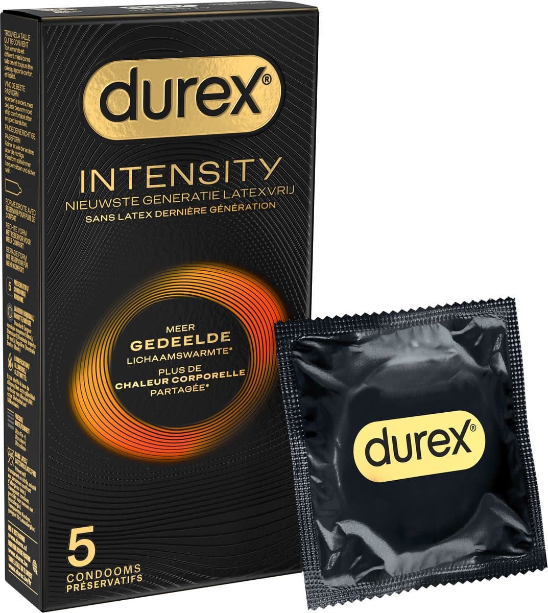 Durex Intensity Condooms - 5 Stuks - Nieuwste generatie ultradunne, latexvrije condooms – Gedeelde lichaamswarmte — afbeelding 1