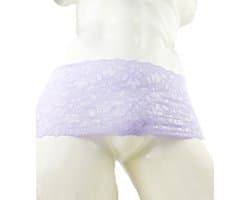 BamBella® Slip Paars lila open kruis kant voor mannen - L/XL - doorzichtig Erotische onderbroek Sexy Lingerie Heren - Zwart mannen ondergoed slip