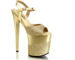 Pleaser - FLAMINGO-809-2G Sandaal met enkelband, Paaldans schoenen - Paaldans schoenen - 36 Shoes - Goudkleurig