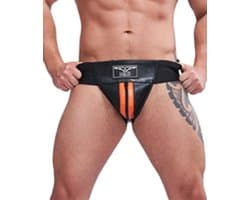 Mister B leren premium jockstrap met oranje bies - small
