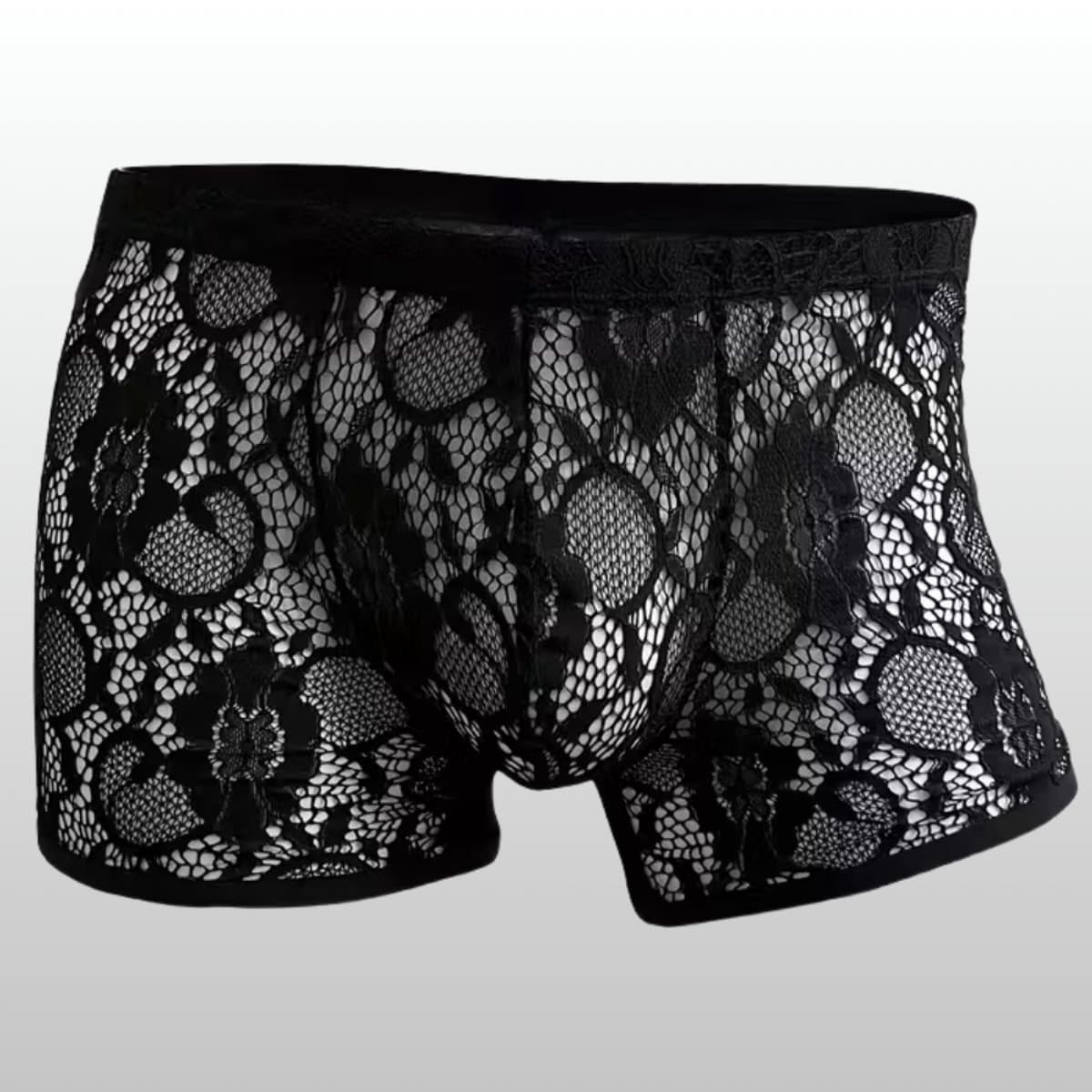 Heren Boxer Kant Zwart Transparant Mesh - Sexy Heren Lingerie - Maat XL | LS230 — afbeelding 1