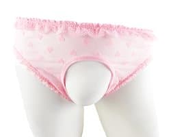 BamBella ® - ondergoed - maat S/M - Roze heren onderbroek hartjes open kruis kant mannen