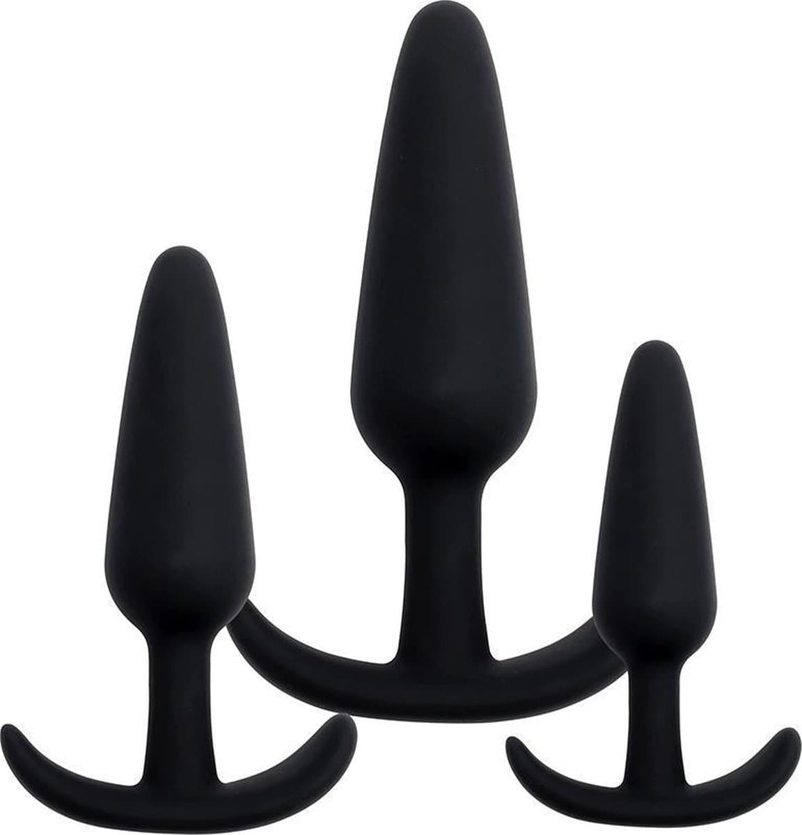Banoch | Buttplug set siliconen beginner ergo - zwart - 3 delig — afbeelding 1