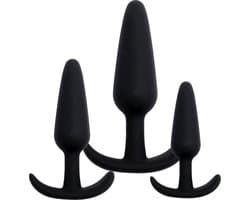 Banoch | Buttplug set siliconen beginner ergo - zwart - 3 delig
