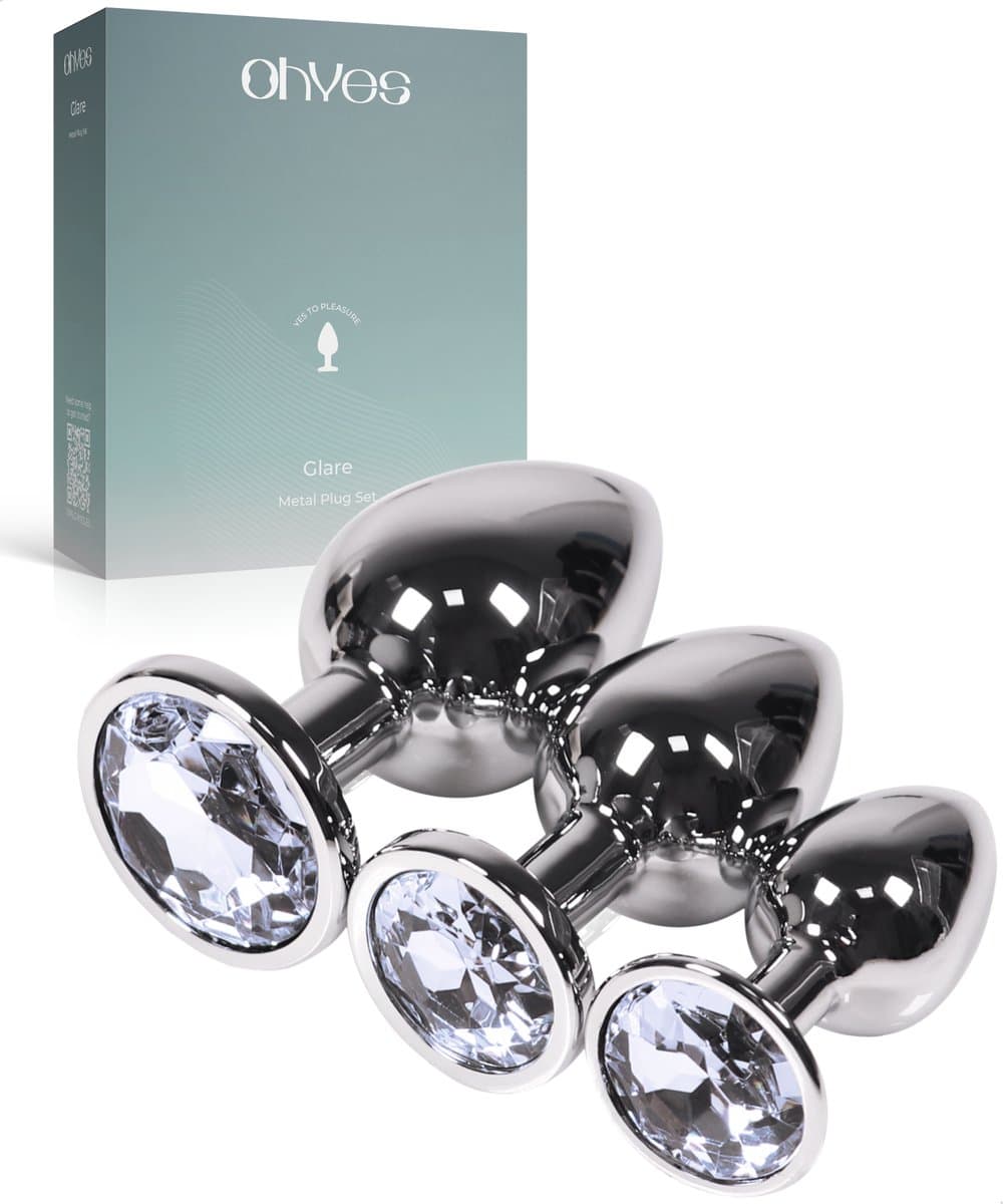 Metalen Buttplugs voor mannen en vrouwen - Erotiek & Seksspeeltjes - Buttplug Set 3-Delig - Anale speeltjes & Butt Plug - Wit — afbeelding 1