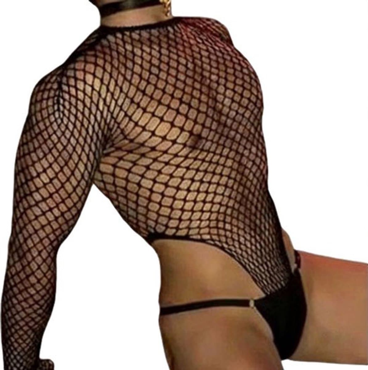 Heren Visnet Lingerie - Bodysuit - BDSM - Erotische Herenkleding - Mannen — afbeelding 1