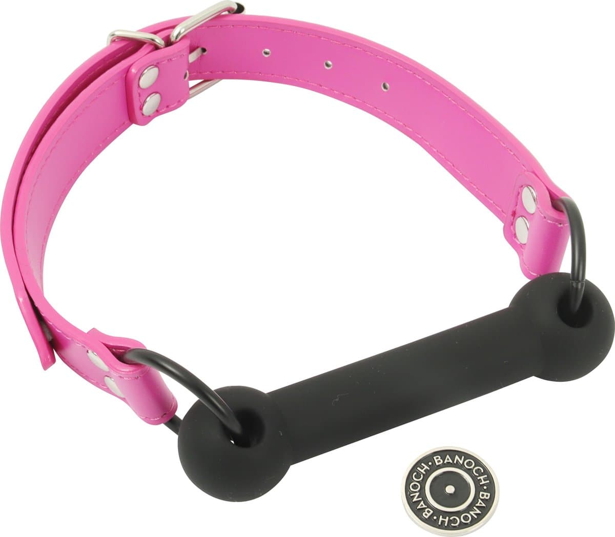 Banoch - mondknevel recht siliconen - roze bit gag - bondage — afbeelding 1