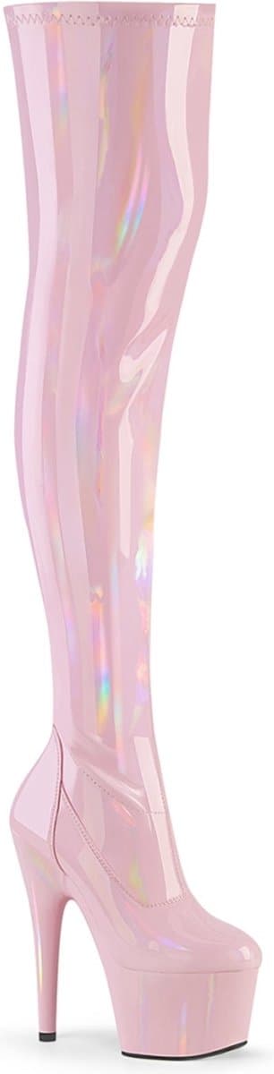Pleaser - ADORE3000HWR Plateau Overknee Laarzen - Paaldans schoenen - 42 shoes - Roze — afbeelding 1