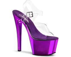 Pleaser - SKY-308 Sandaal met enkelband, Paaldans schoenen - Paaldans schoenen - 35 Shoes - Paars/Transparant
